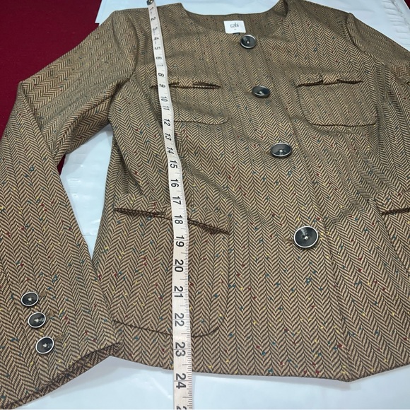CAbi Penny Herringbone SPECKLED JACKET Button Blazer 3170 Bow pockets Round Neck - Picture 8 of 16